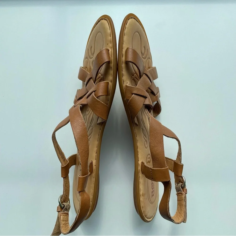 Born Women’s Leather Strappy Sandals Padded Footbed Size 8 Boho Tan Brown Summer - Picture 5 of 9